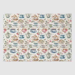 Cute tea party tiled pattern tissue paper