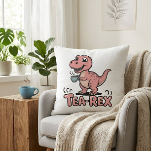 Cute Tea-Rex Pink Dinosaur – Sip Happens! Cushion