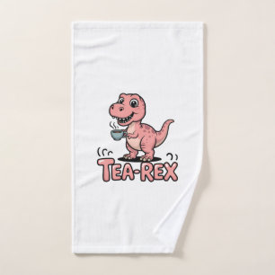 Cute Tea-Rex Pink Dinosaur – Sip Happens! Hand Towel