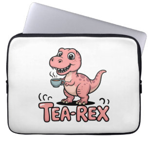 Cute Tea-Rex Pink Dinosaur – Sip Happens! Laptop Sleeve