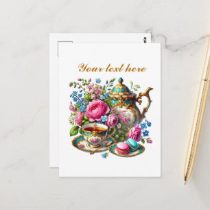Cute tea shop customizable postcard