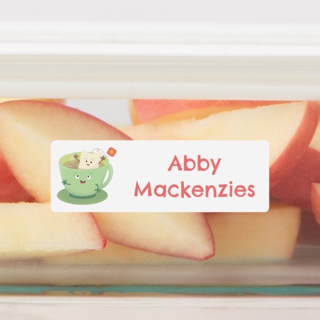 Cute teabag cup cartoon character personalised (Affixed)