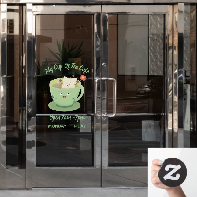 Cute teabag cup cartoon humour character (Office Door)