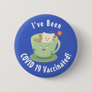 Cute teabag cup cartoon humour character 6 cm round badge