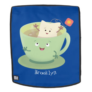 Cute teabag cup cartoon humour character backpack