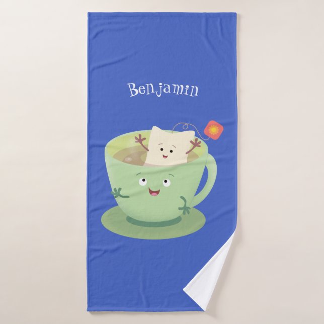 Cute teabag cup cartoon humour character bath towel set (Bath Towel)