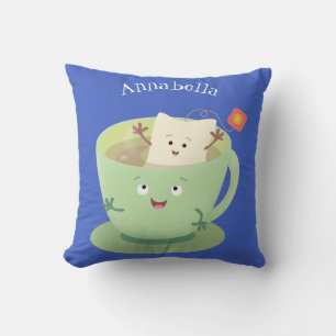 Cute teabag cup cartoon humour character cushion