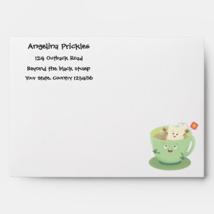 Cute teabag cup cartoon humour character envelope