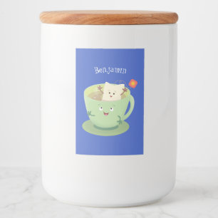 Cute teabag cup cartoon humour character food label