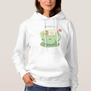Cute teabag cup cartoon humour character hoodie