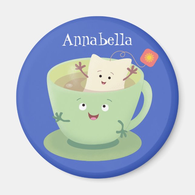 Cute teabag cup cartoon humour character magnet (Front)
