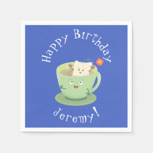 Cute teabag cup cartoon humour character napkin