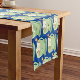 Cute teabag cup cartoon humour character short table runner