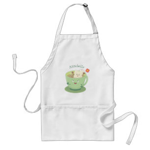 Cute teabag cup cartoon humour character standard apron