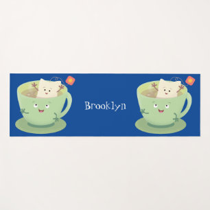 Cute teabag cup cartoon humour character yoga mat