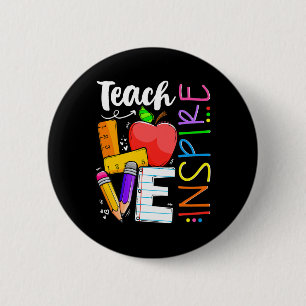 Cute Teach Love And Inspire Men Women Teacher 6 Cm Round Badge