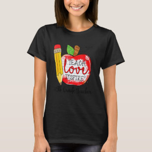 Cute Teach Love Inspire 5th Grade Teacher 100 Days T-Shirt