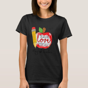 Cute Teach Love Inspire English Teacher 100 Days O T-Shirt