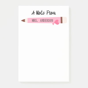 Cute Teacher A Note From Pink Pencil Monogram