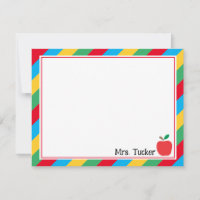 Cute Teacher Apple & Colourful Stripes Stationery