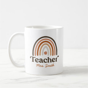 Cute Teacher Appreciation Boho Modern Rainbow Coffee Mug