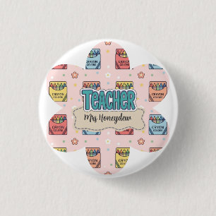 Cute Teacher Appreciation Crayon Pattern 3 Cm Round Badge