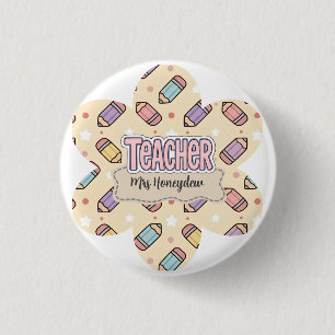 Cute Teacher Appreciation Pencil Pattern 3 Cm Round Badge