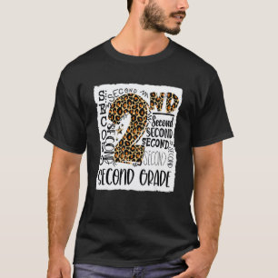 Cute Teacher Back To School Second Grade Leopard T T-Shirt