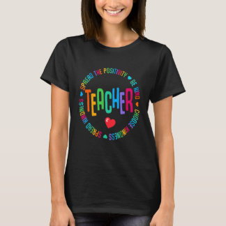Cute Teacher Be Kind Colorful Kindness Pre K Dayca T-Shirt