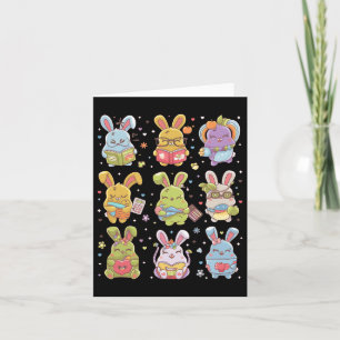 Cute Teacher Bunny Rabbit Reading Easter Bunnies B Card