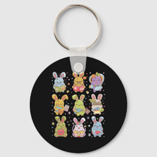 Cute Teacher Bunny Rabbit Reading Easter Bunnies B Key Ring