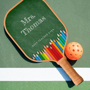 Cute Teacher Chalkboard Coloured Pencils Pickleball Paddle