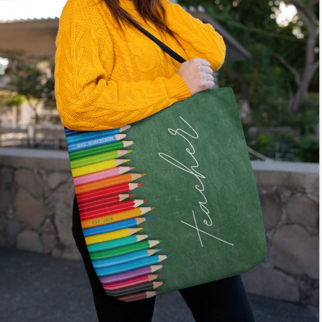 Cute Teacher Chalkboard Personalised Tote Bag (Creator Uploaded)