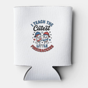 Cute Teacher Firecracker Vintage Fourth of July Sh Can Cooler