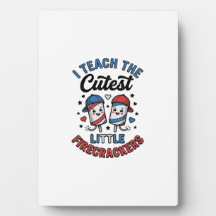 Cute Teacher Firecracker Vintage Fourth of July Sh Plaque
