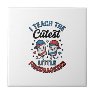 Cute Teacher Firecracker Vintage Fourth of July Sh Tile