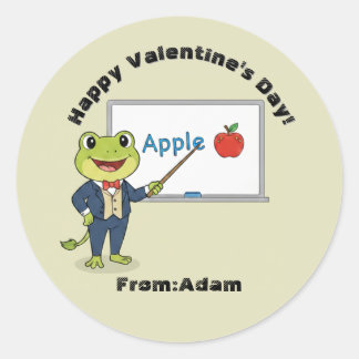 Cute teacher frog Valentine Classic Round Sticker
