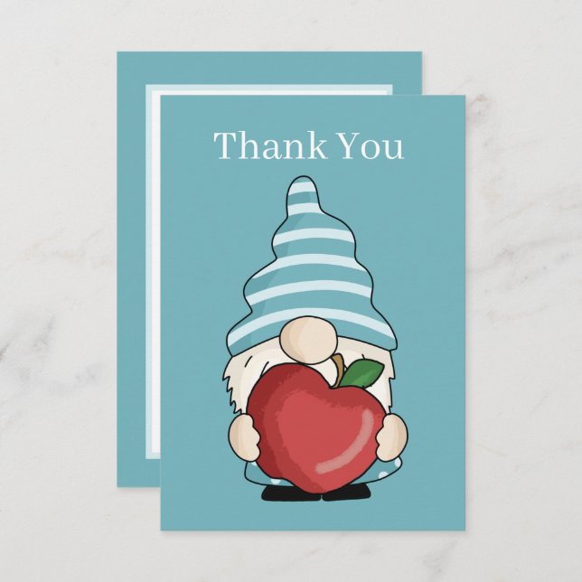Cute Teacher gnome add sentiment  Thank You Card (Front/Back)