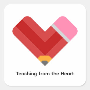 Cute Teacher Heart Pencil Square Sticker