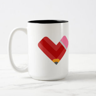 Cute Teacher Heart Pencil Two-Tone Coffee Mug