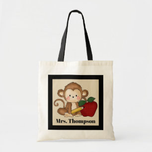 Cute Teacher monkey add name tote Bag