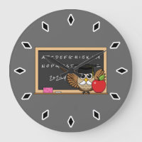 Cute Teacher Owl with Apple Cartoon