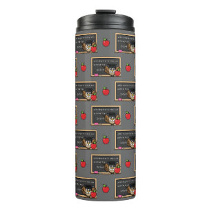 Cute Teacher Owl with Apple Cartoon Thermal Tumbler