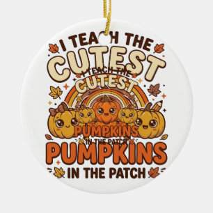 Cute Teacher Pumpkin Fall Classroom Vector Design_ Ceramic Tree Decoration