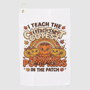 Cute Teacher Pumpkin Fall Classroom Vector Design_ Golf Towel