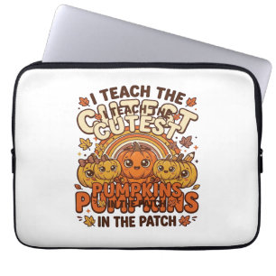 Cute Teacher Pumpkin Fall Classroom Vector Design_ Laptop Sleeve
