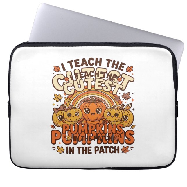 Cute Teacher Pumpkin Fall Classroom Vector Design_ Laptop Sleeve (Front)