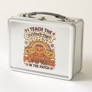 Cute Teacher Pumpkin Fall Classroom Vector Design_ Metal Lunch Box