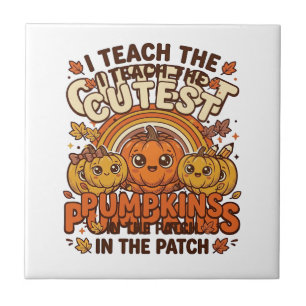 Cute Teacher Pumpkin Fall Classroom Vector Design_ Tile
