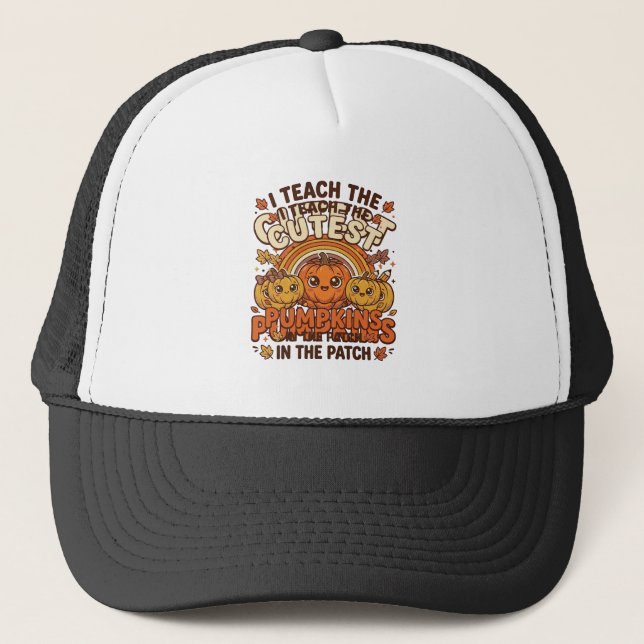 Cute Teacher Pumpkin Fall Classroom Vector Design_ Trucker Hat (Front)